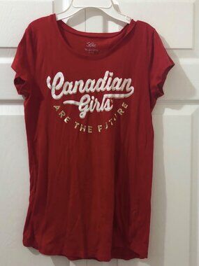 Canadian Girls Red Graphic Tee - Youth Short Sleeve